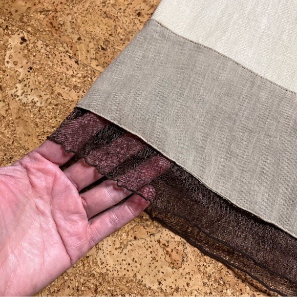 J Jill Floral Linen Cream Brown Ruffle Skirt Sz S - Picture 15 of 16